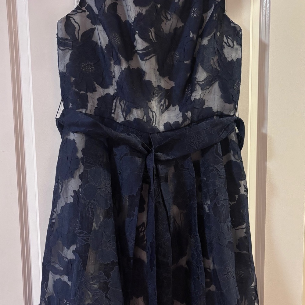 Chetta B Navy Floral Formal Dress
